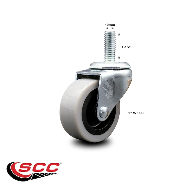 2 Inch Thermoplastic Rubber Wheel 10mm Threaded Stem Caster